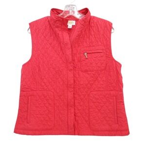 Talbots Womens‎ Vest Quilted Full Zip Sleeveless Pockets Red Large